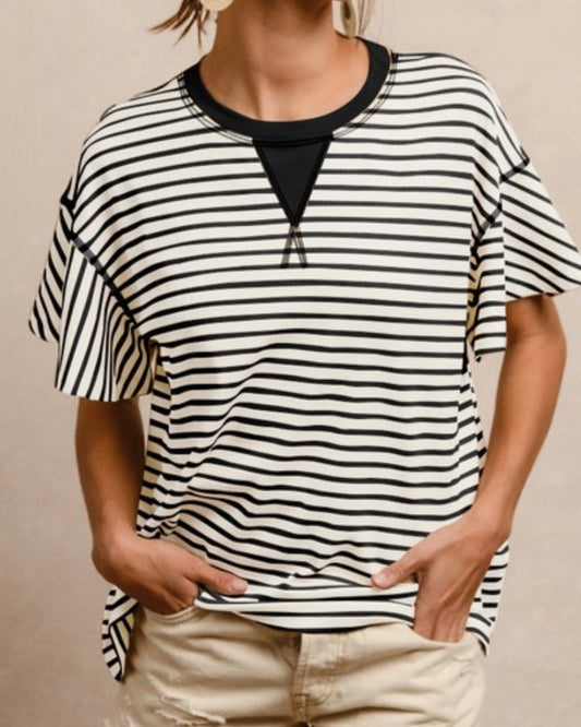 Stripe Flare Sleeve Top