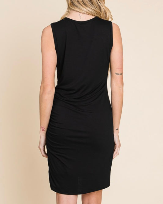 Sleeveless Black Dress/Side Sheering