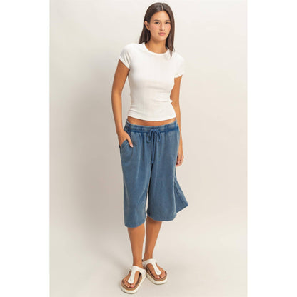 French Terry Bermuda Shorts: NAVY