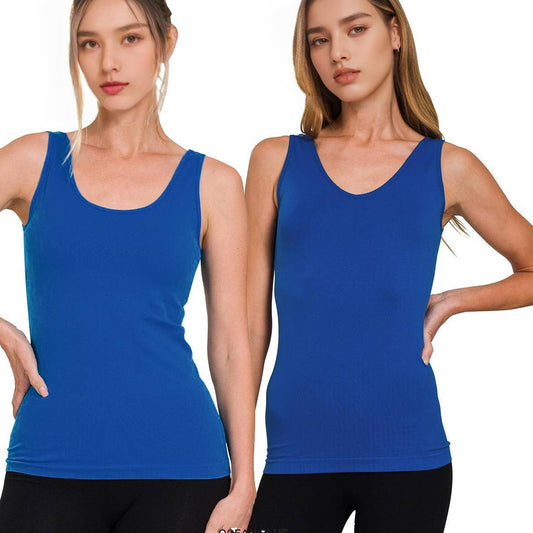 V-neck/U-neck Seamless Tank: NAVY