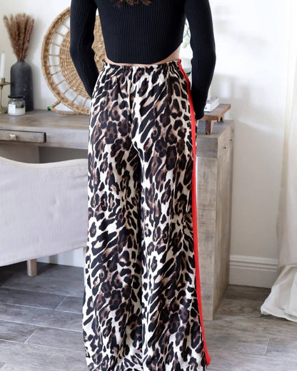 Leopard Side Striped Pants