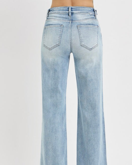 High Waist Adjustable Wide Leg Denim