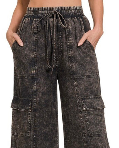 Washed Linen Cargo Pants