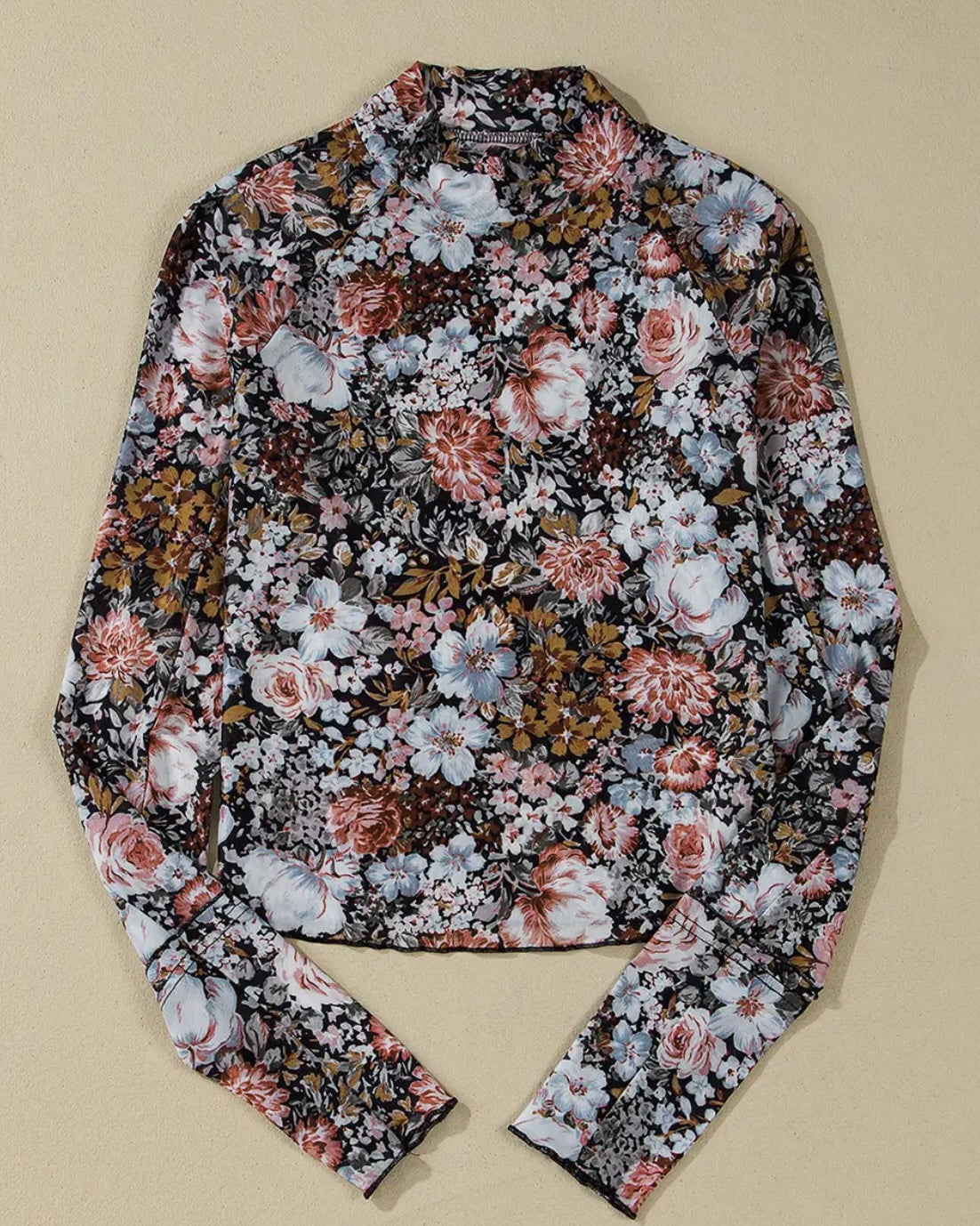 Dark Floral Mesh Long Sleeve