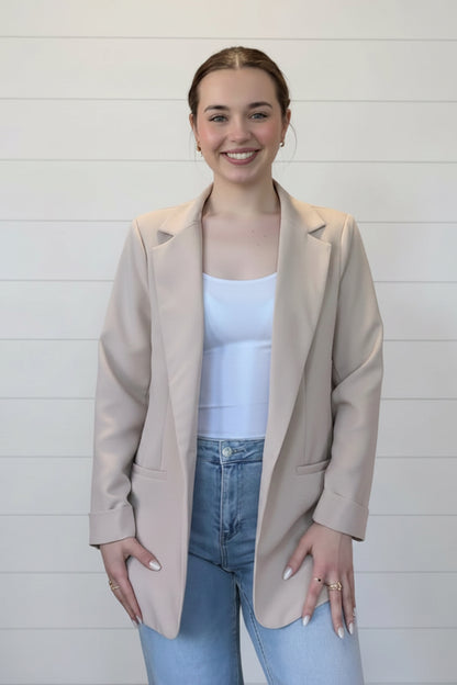 Lt. Mocha Woven Classic Blazer