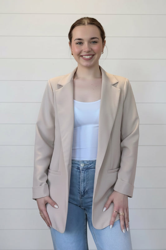Lt. Mocha Woven Classic Blazer