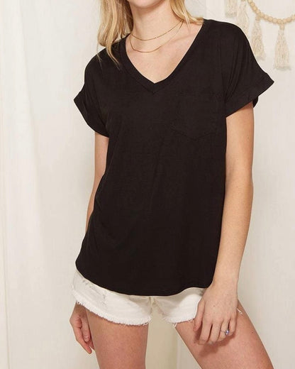 V-NECK POCKET DETAIL DOLMAN KNIT TOP