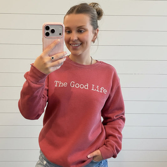 The Good Life Crewneck-Crimson