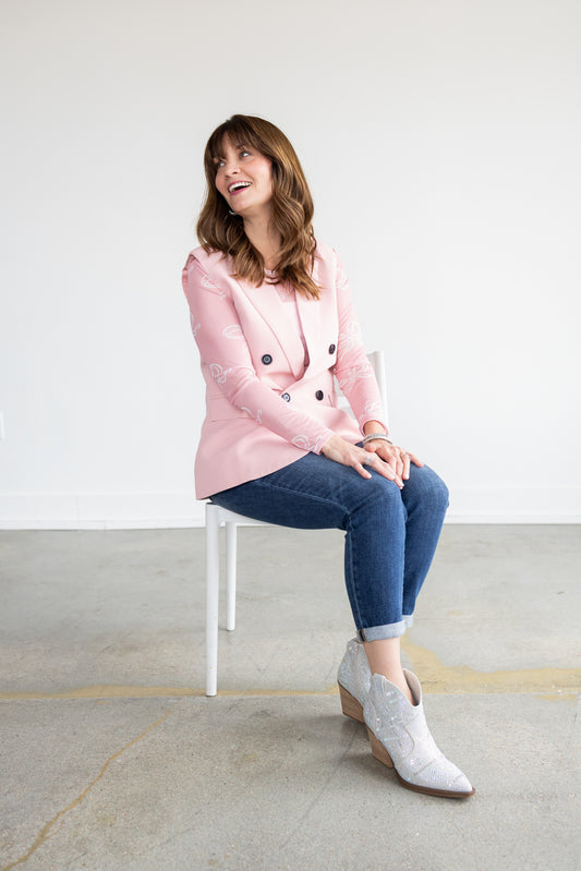 Double Breasted Blazer Vest: Pink