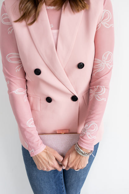 Double Breasted Blazer Vest: Pink