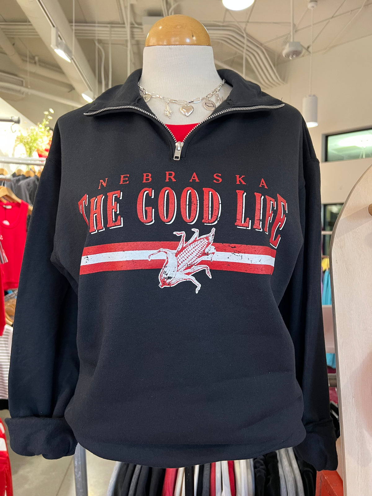The Good Life 1/4 Zip Pullover-Black