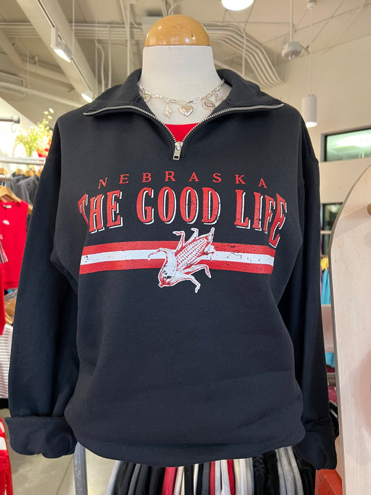 The Good Life 1/4 Zip Pullover-Black