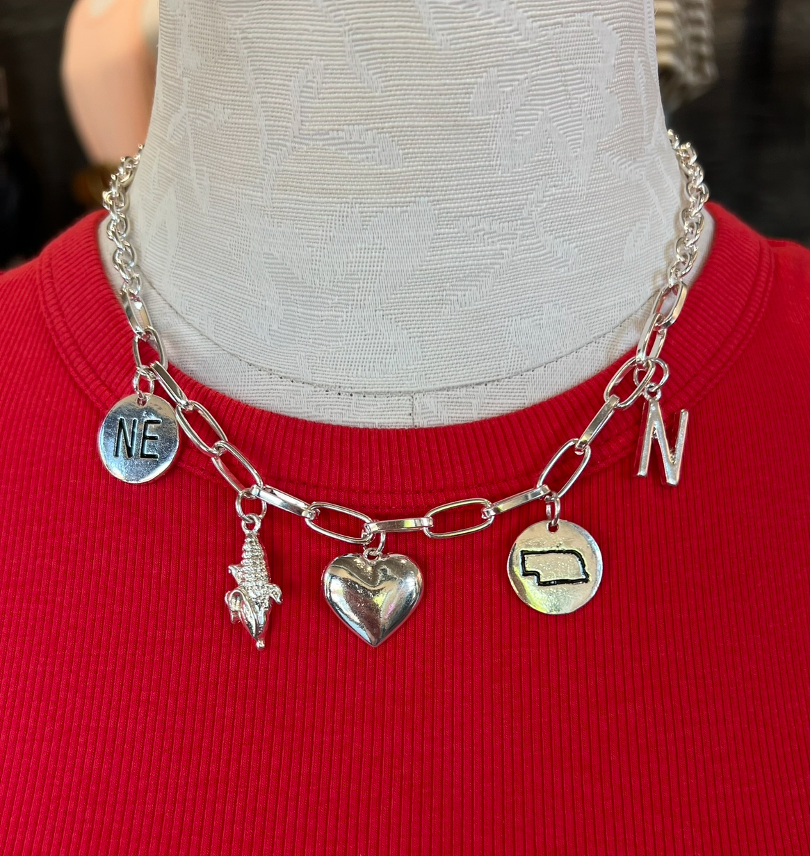 NE Charm Necklace-Silver