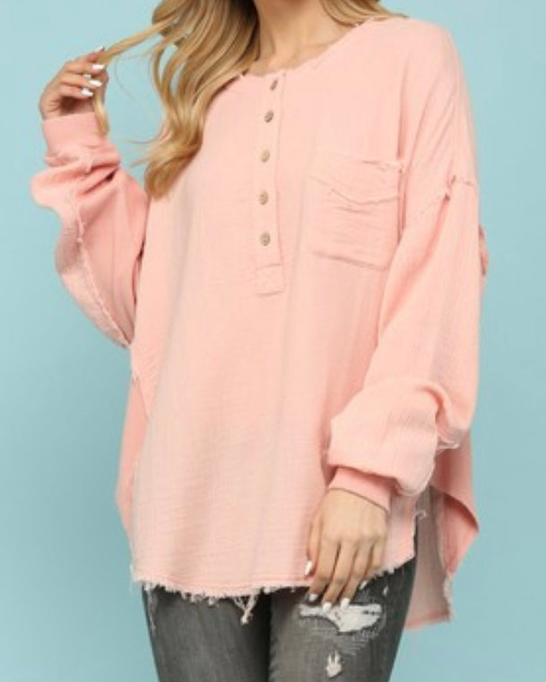 Waffle Knit Oversized Top