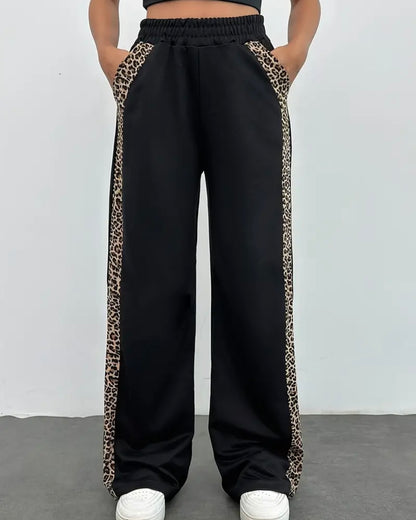 Black W/ Animal Print Stripe Knit Pants
