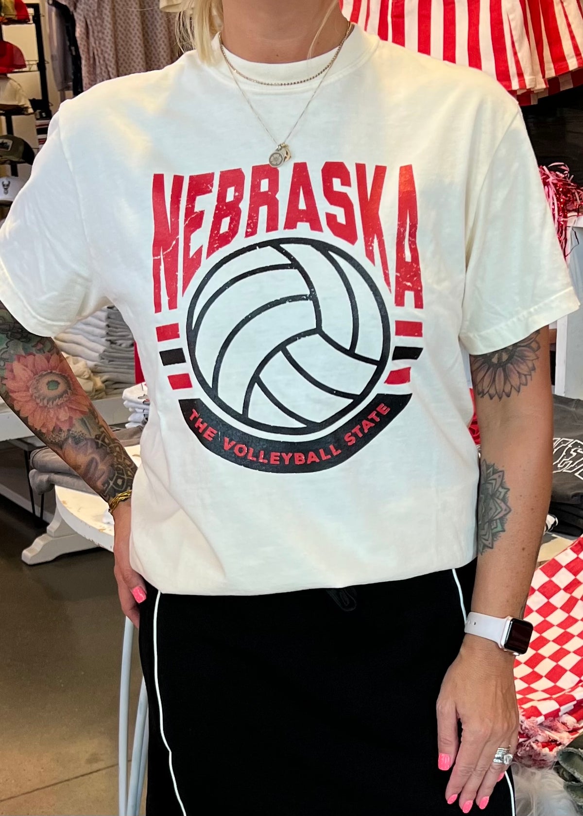 Nebraska Volleyball State Tee (Cream)