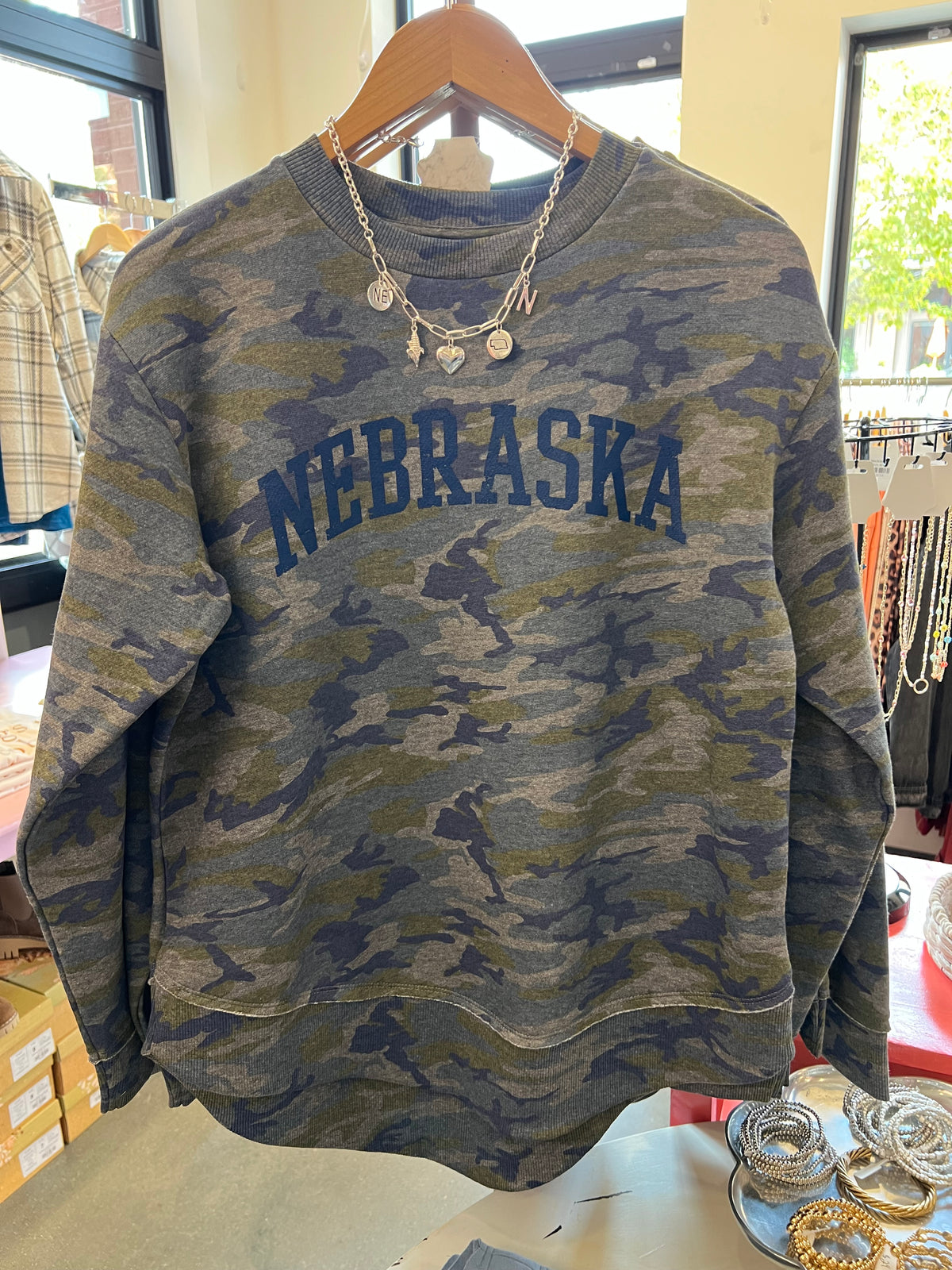 Blue Nebraska Camo Sweatshirt
