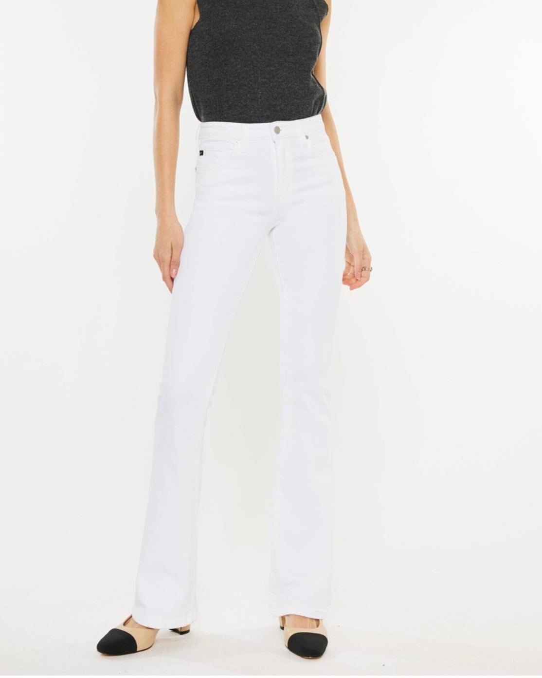 High Rise White Bootcut