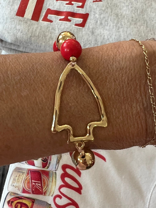 Chiefs Red and Gold Bead Bracelet