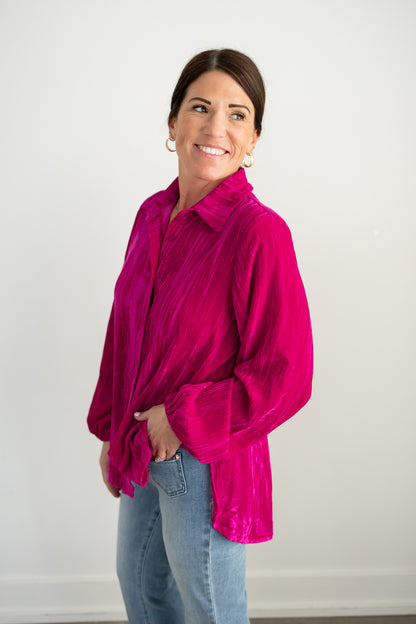 TEXTURED VELOUR LONG SLEEVE SHIRT