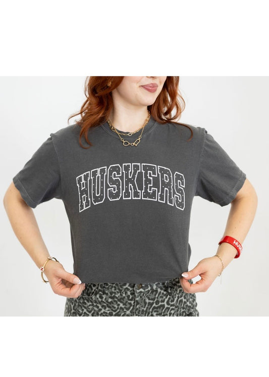 Grey Polka Dot Husker Long Crop Tee
