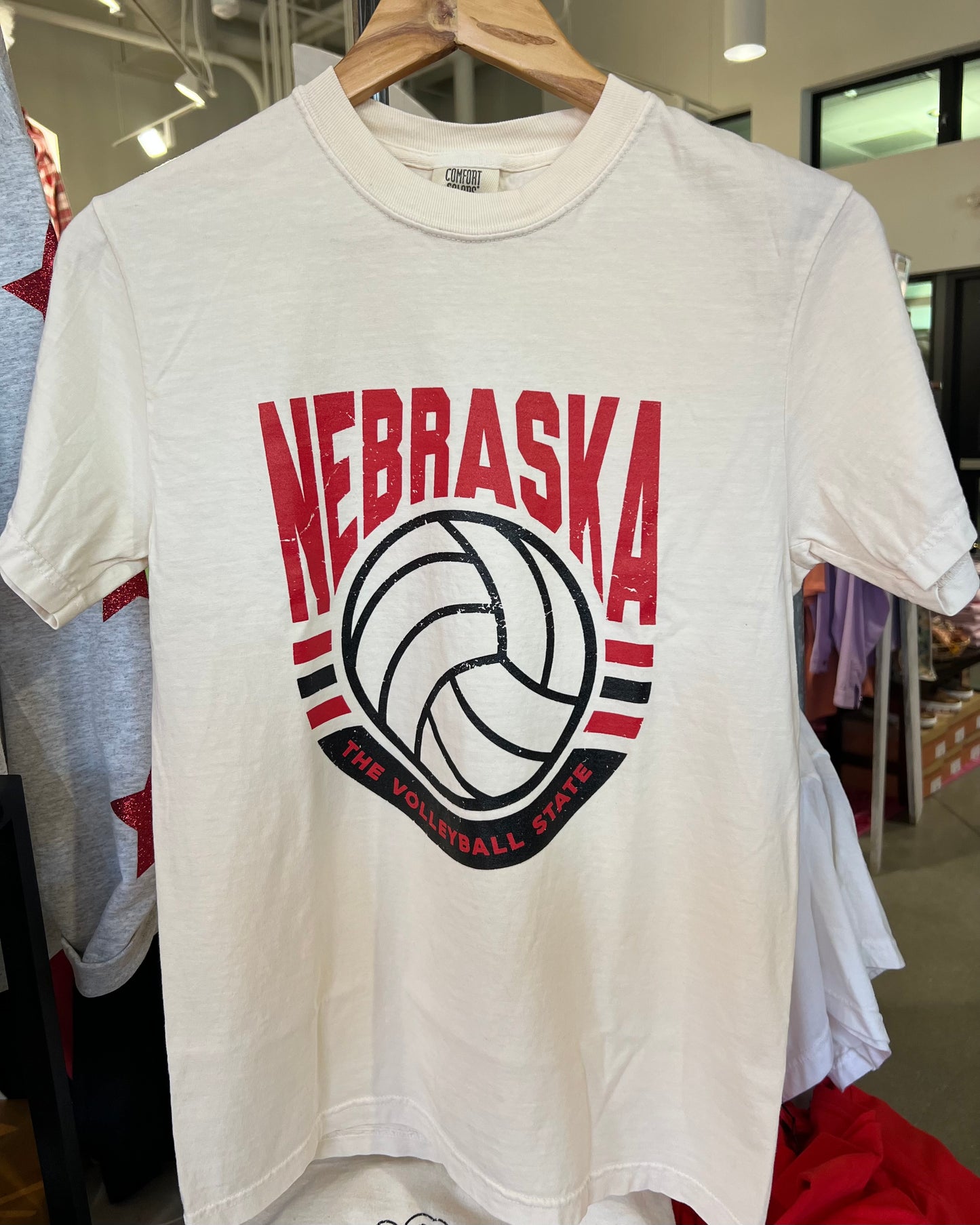 Nebraska Volleyball State Tee (Cream)