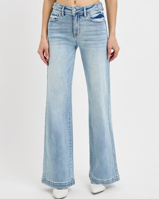 High Waist Adjustable Wide Leg Denim