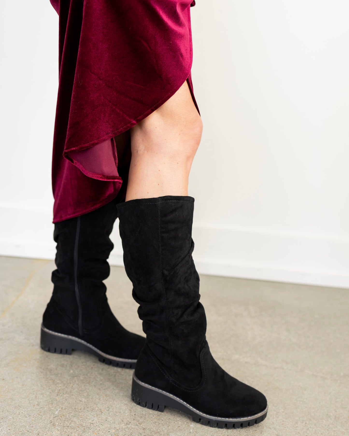 Velvet Wrap Midi Skirt