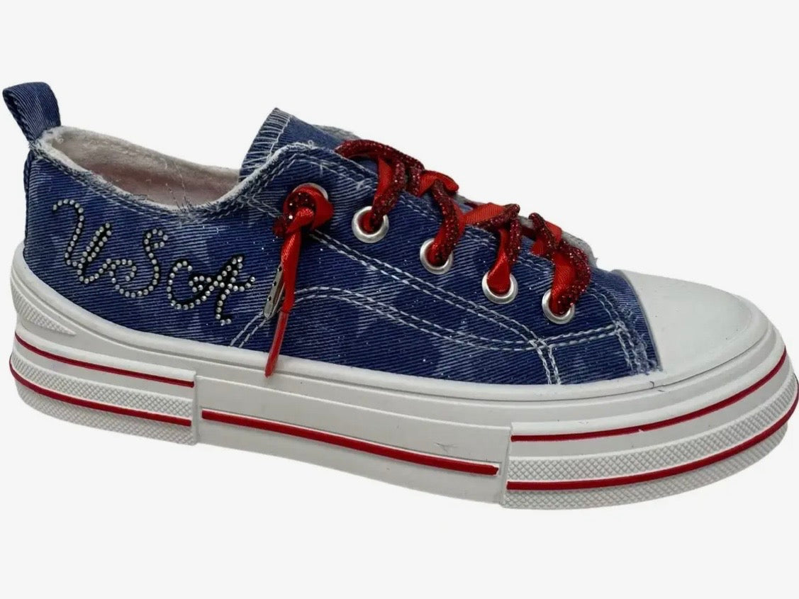 USA-Denim and Ribbons Platform Sneaker