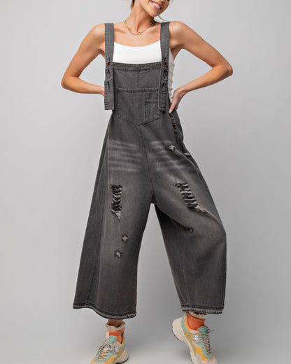 Washed Denim Overalls