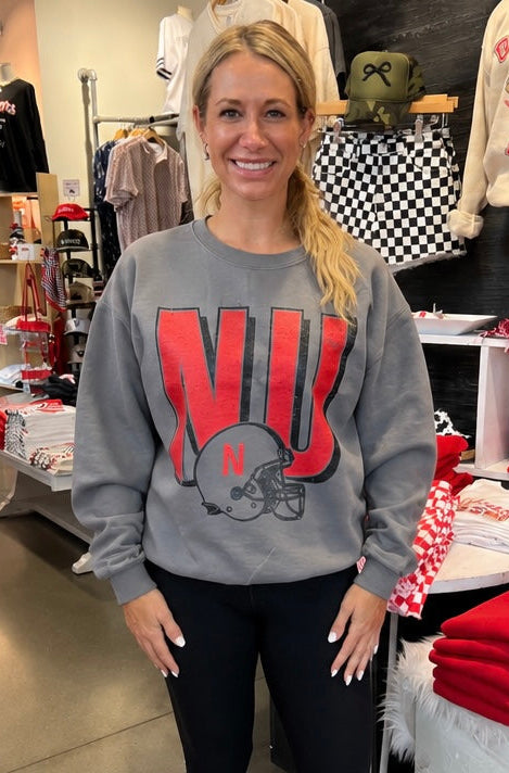 NU Football Charcoal Crewneck