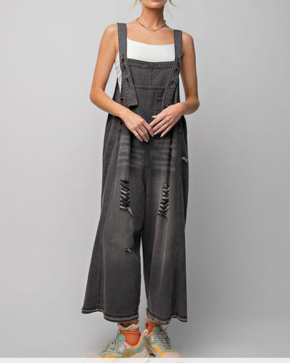 Washed Denim Overalls