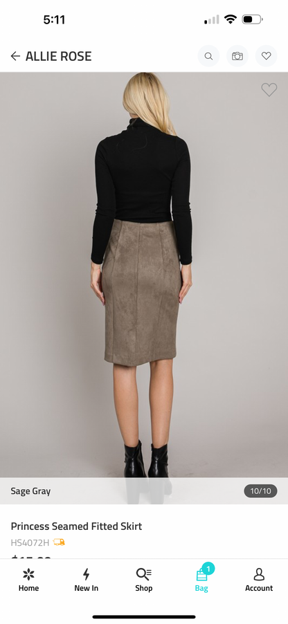 Princess Seamed Fitted Skirt