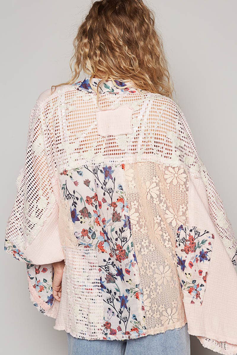 Oversized Floral Double Gauze Cardigan