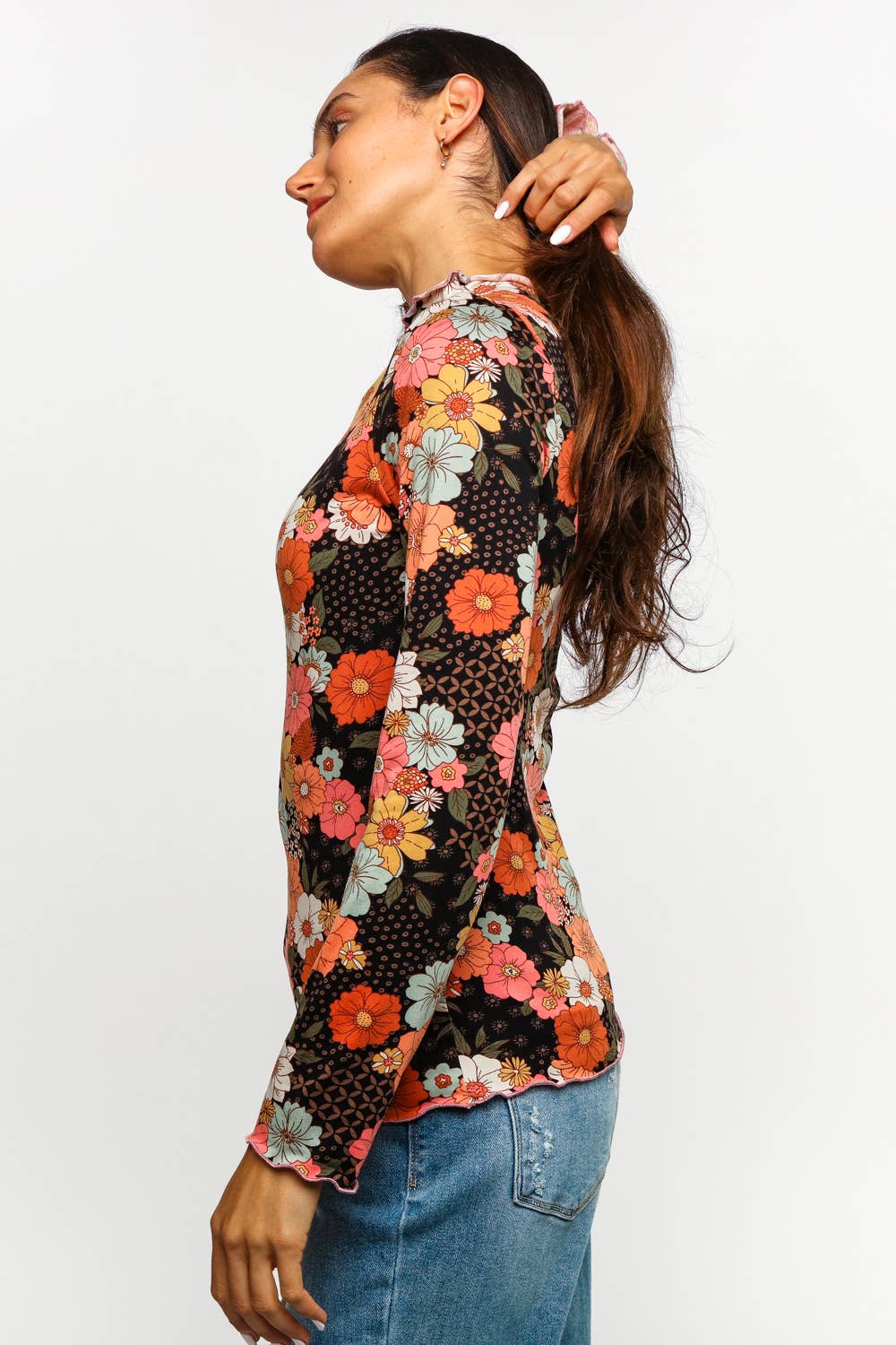 Fall Floral Mock Neck Top