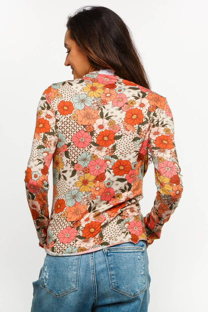 Fall Floral Mock Neck Top