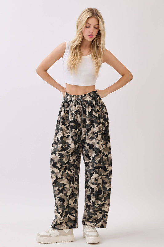 Camo Terry Barrel Pants