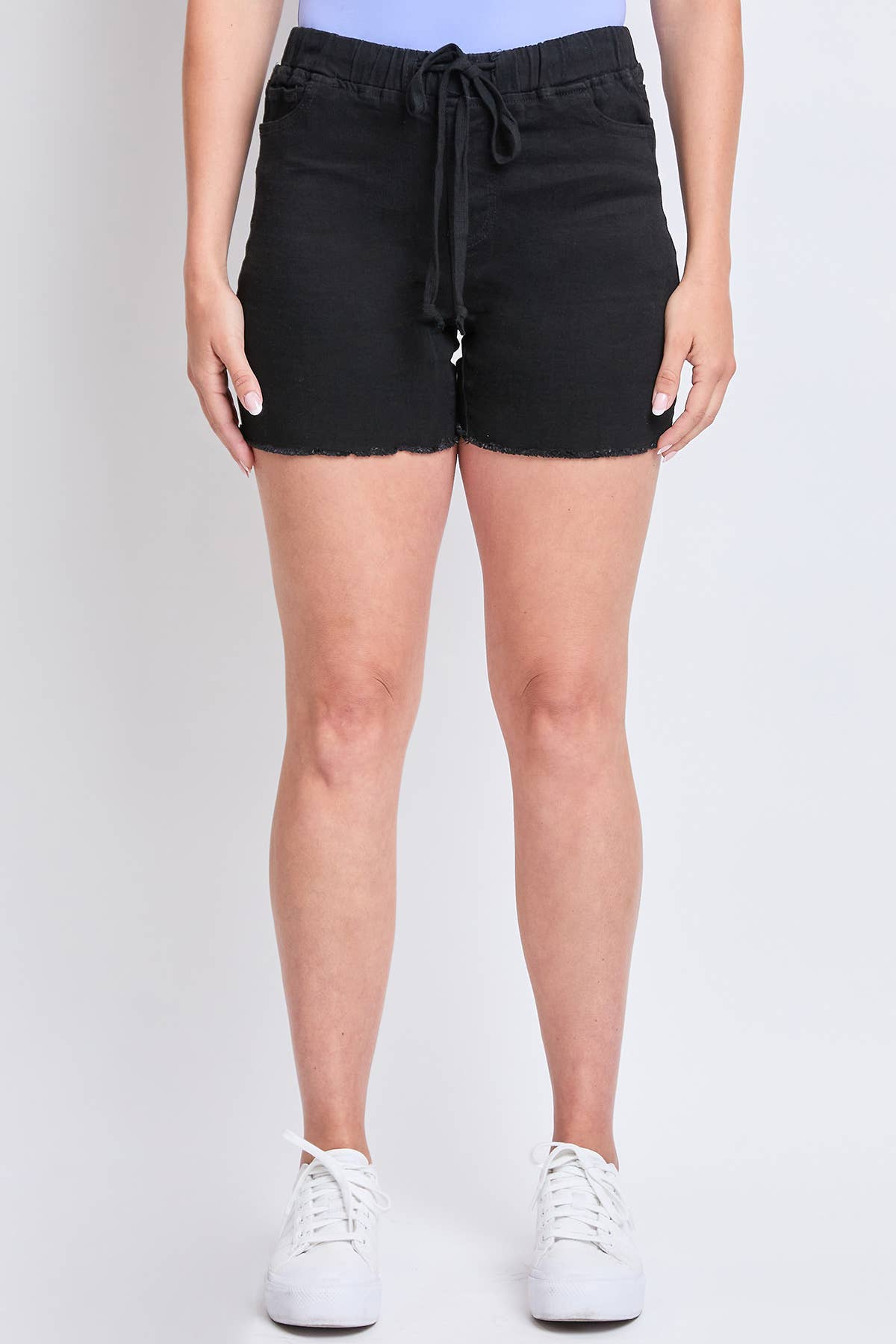 Black Frayed Hem Jogger Shorts