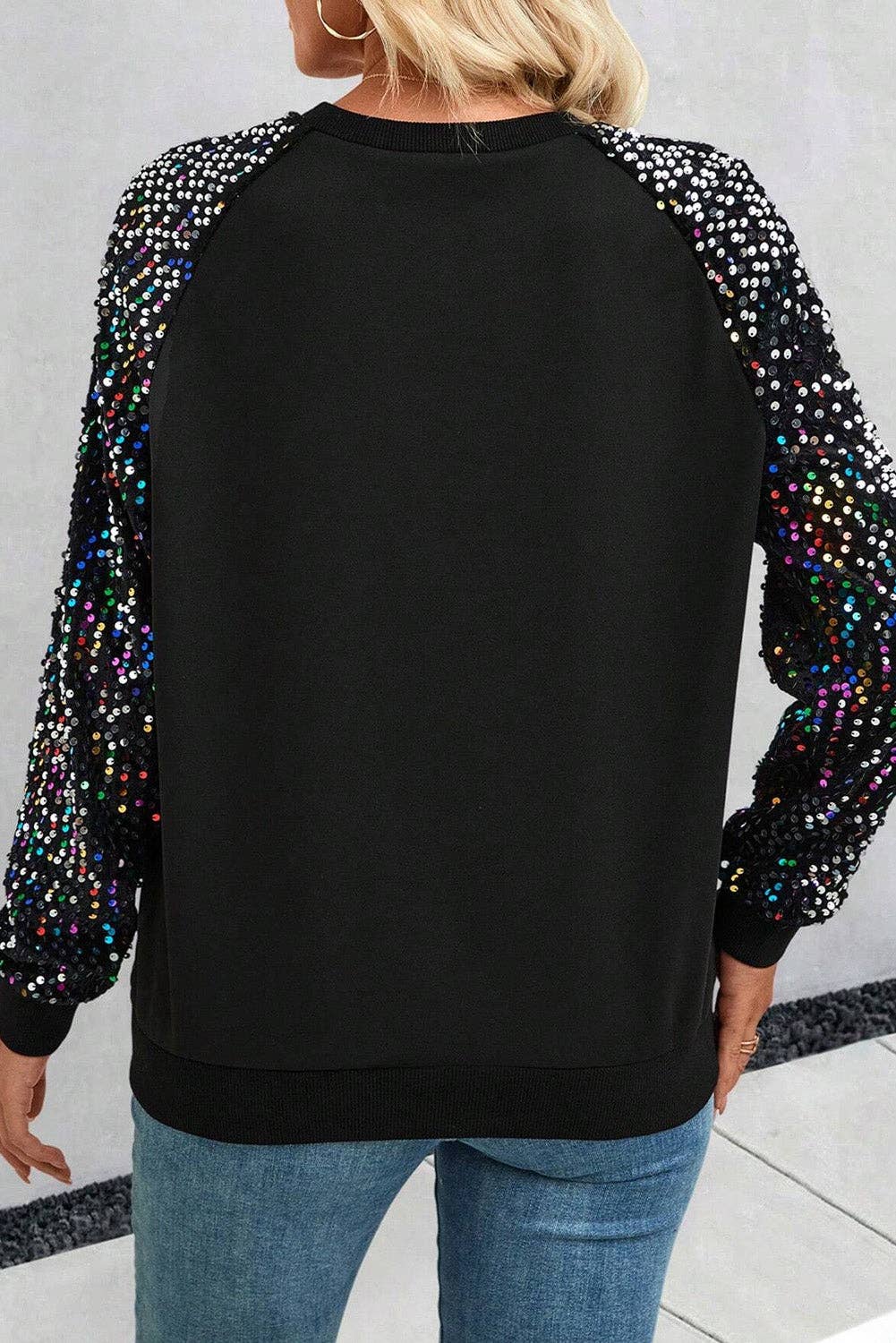 Sequin Sleeve Crewneck