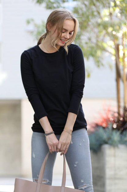 Buttery Soft Long Sleeve Tee: BLACK
