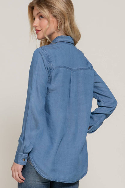 Long Sleeve Tencel Shirt: Denim