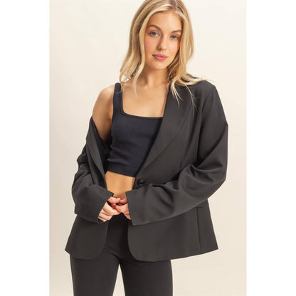 Single Button Blazer: BLACK