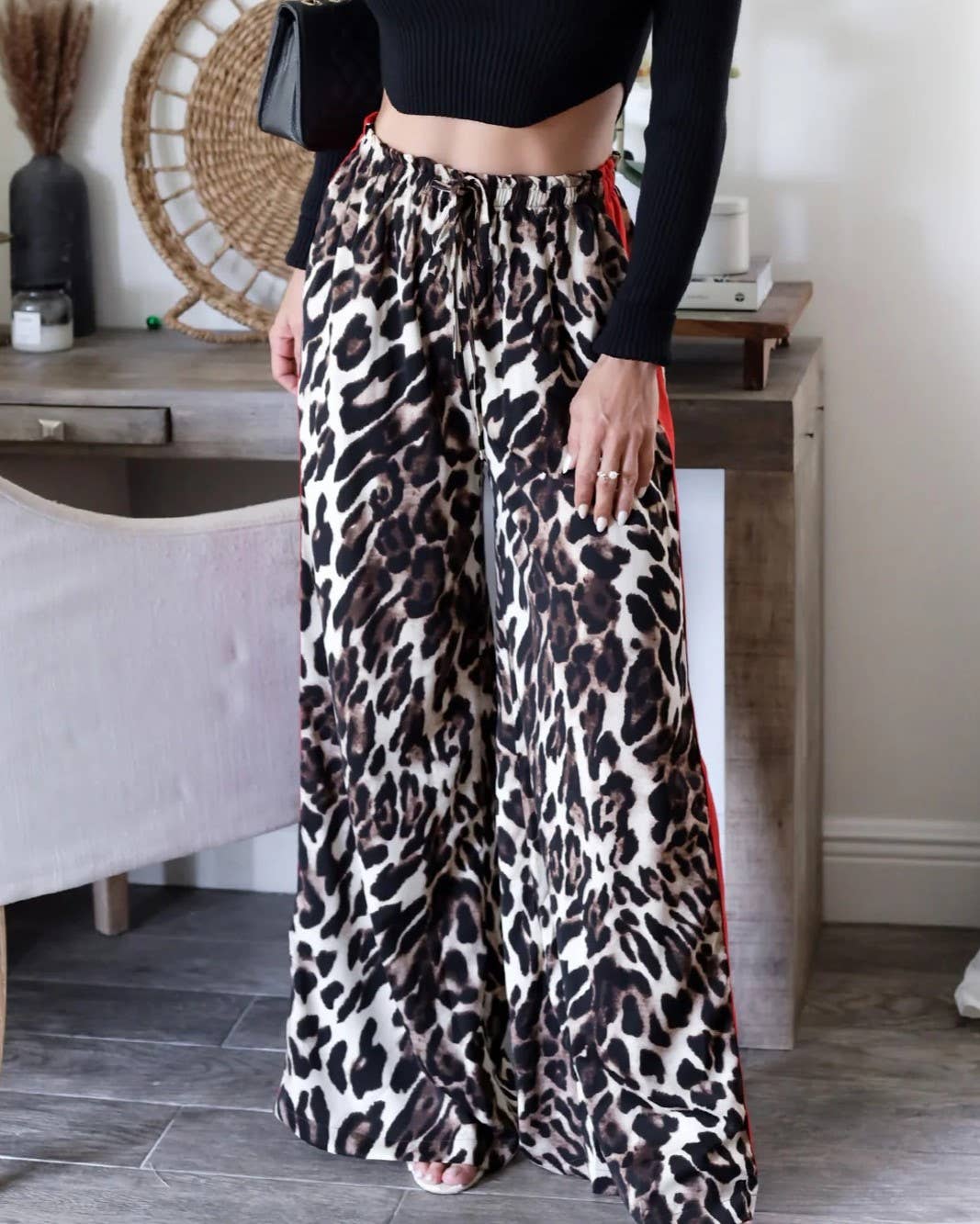 Leopard Side Striped Pants