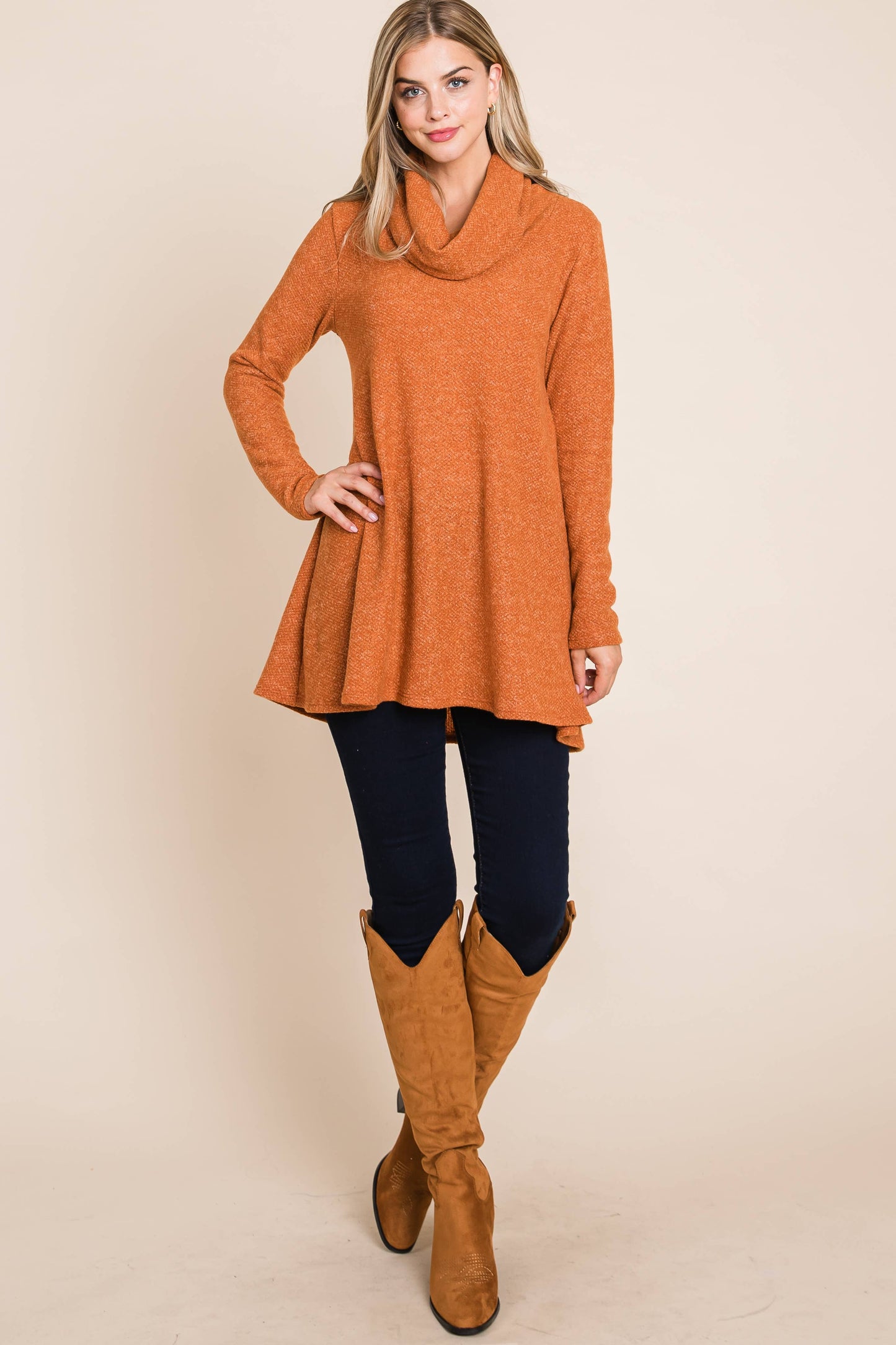COWL NECK KNIT TUNIC
