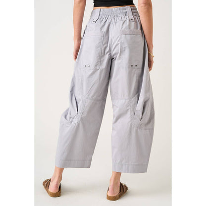 WASHED LOOSE FIT PARACHUTE CARGO PANTS: SILVER