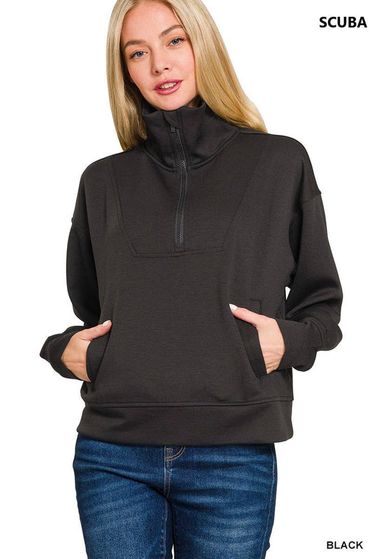 Scuba Half Zip Pullover: BLACK