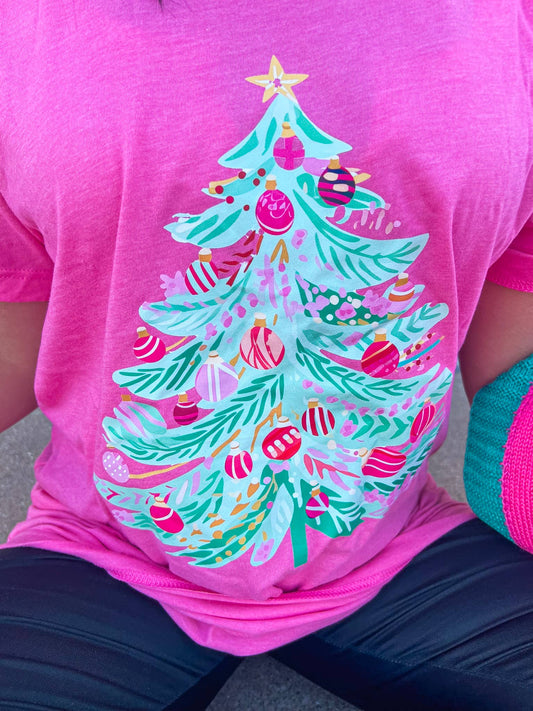 PINK WATERCOLOR CHRISTMAS TREE