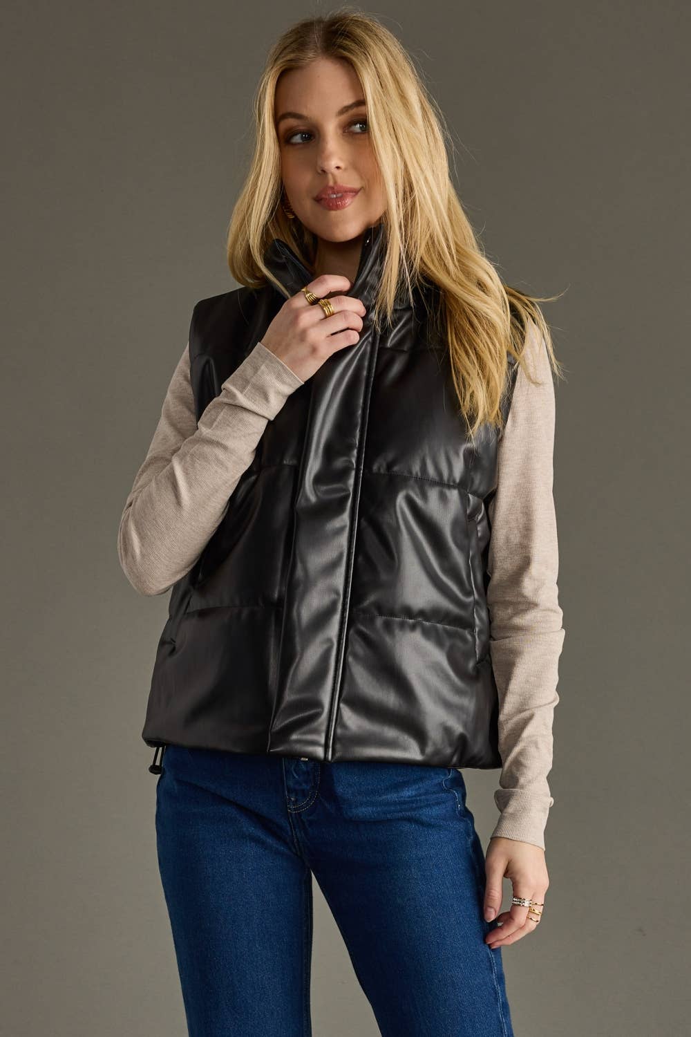 Black Faux Leather Vest