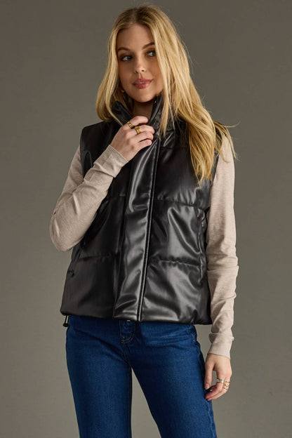 Black Faux Leather Vest