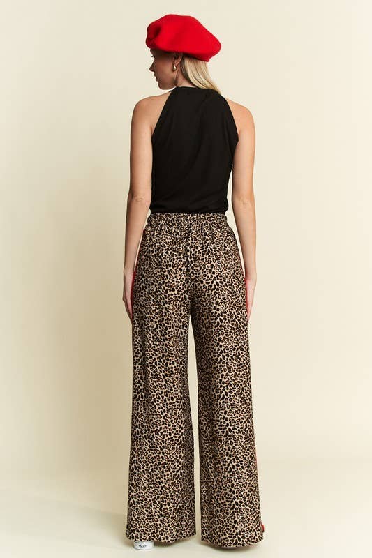 Leopard Contrast Trouser Red Panel